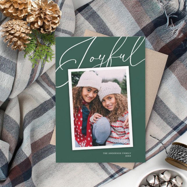 Simply Elegant Joyful Script Holiday Photo Card (Creator Uploaded)