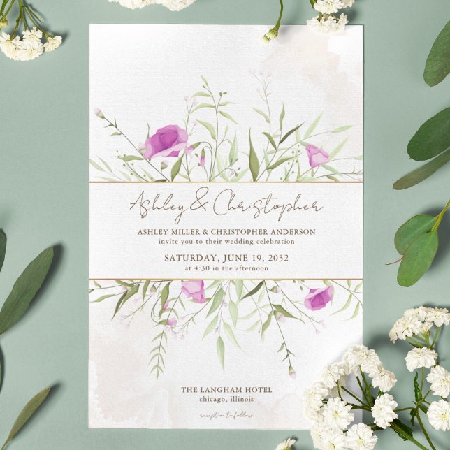 Simply Elegant Lavender Wildflower Frame Wedding Invitation (Creator Uploaded)
