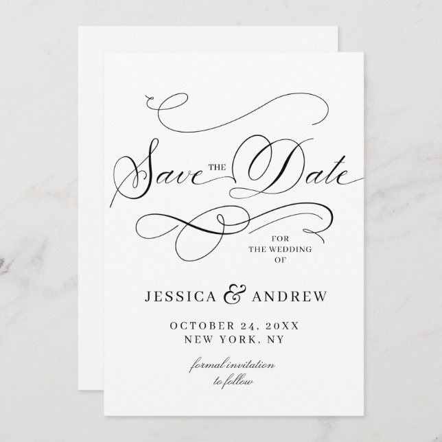 Simply Elegant Lettering Wedding Save the Date (Front/Back)