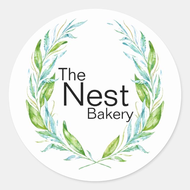 Simply Elegant Logo Laurel Branches for Business Classic Round Sticker (Front)