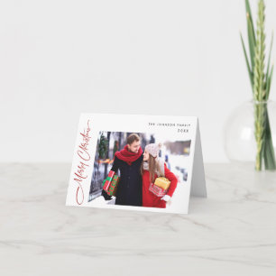 Simply Elegant Merry Christmas 3 PHOTO Greeting Holiday Card