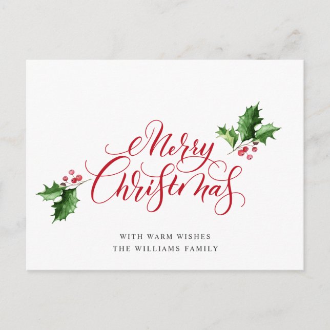 Simply Elegant Merry Christmas Greeting Holiday Postcard (Front)
