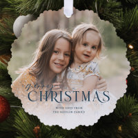 Simply Elegant Merry Christmas Photo | Blue
