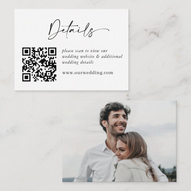 Simply Elegant Minimalist Details QR code Photo Enclosure Card (Front/Back)