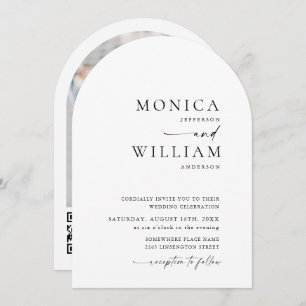 Simply Elegant Minimalist Photo QR code Wedding Invitation