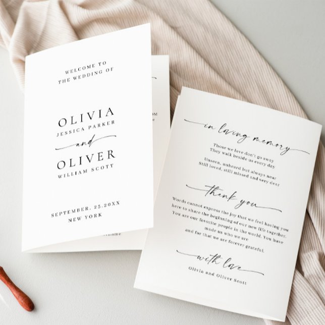 Simply Elegant Minimalist Wedding Ceremony Program (Creator Uploaded)