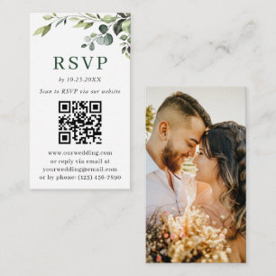 Simply Elegant Minimalist Wedding QR RSVP PHOTO Enclosure Card