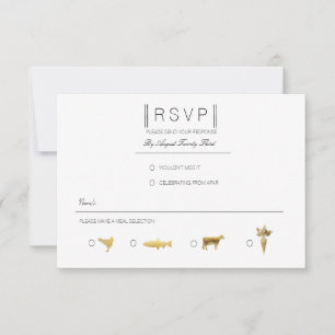 Simply Elegant   Modern Black & Gold RSVP Card