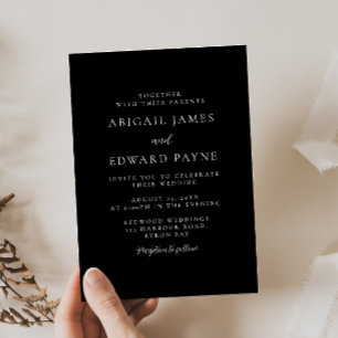Simply Elegant Modern Black Wedding Invitation