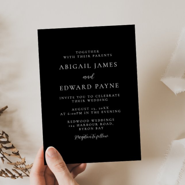 Simply Elegant Modern Black Wedding Invitation (Creator Uploaded)