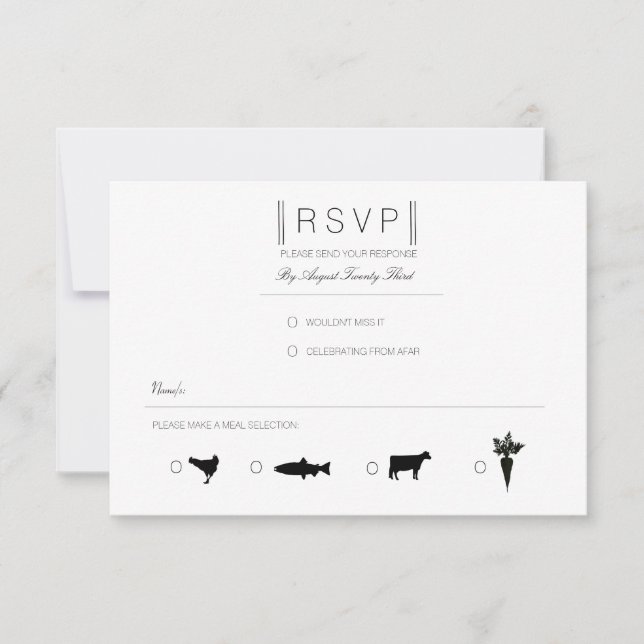 Simply Elegant | Modern Black & White RSVP (Front)