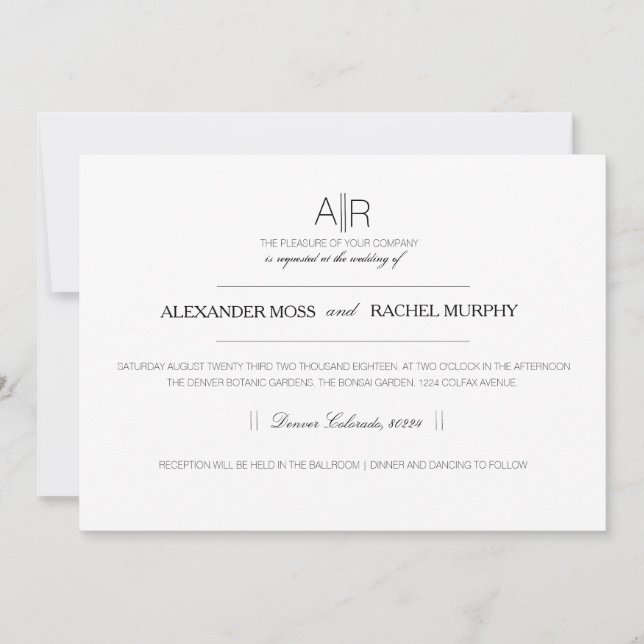 Simply Elegant | Modern Custom Initials Invitation (Front)