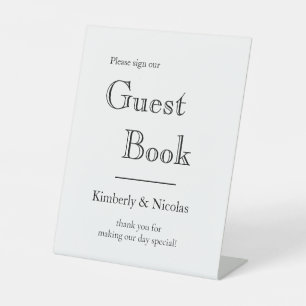 Simply Elegant Modern Wedding Guest Book Pedestal Sign