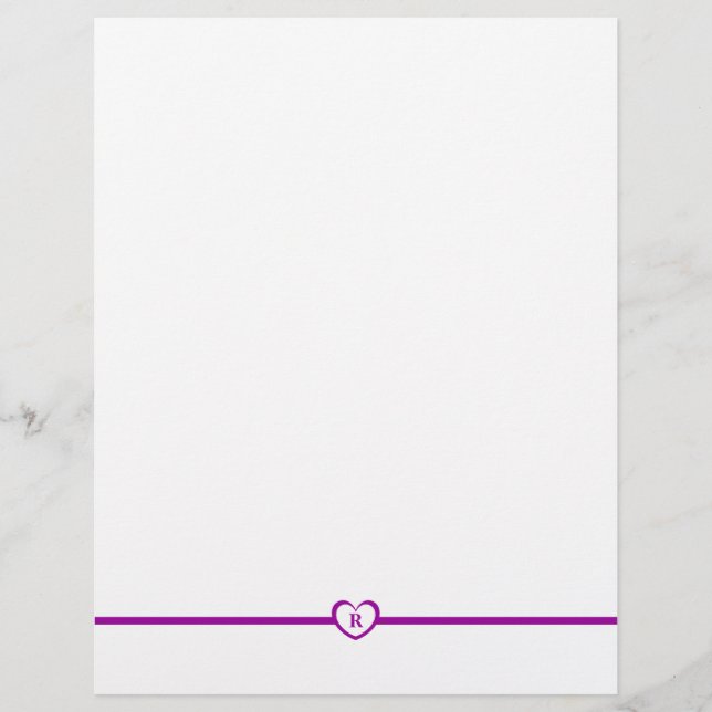 Simply Elegant Monogrammed Stationery - Purple (Front)