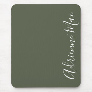 Simply Elegant Name Dark Chive Green Personalized Mouse Pad