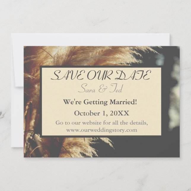 Simply Elegant Pampas Grass Our Wedding Save The Date (Front)