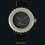 Simply Elegant Personalised Black Watch<br><div class="desc">Simply Elegant Personalised Black Watch

Perfect gift for mum,  girlfriend or wife - a beautiful black wrist watch.  For casual walks or an evening out,  this watch can be worn at any time of day for any occasion.</div>