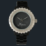 Simply Elegant Personalised Black Watch<br><div class="desc">Simply Elegant Personalised Black Watch

Perfect gift for mum,  girlfriend or wife - a beautiful black wrist watch.  For casual walks or an evening out,  this watch can be worn at any time of day for any occasion.</div>