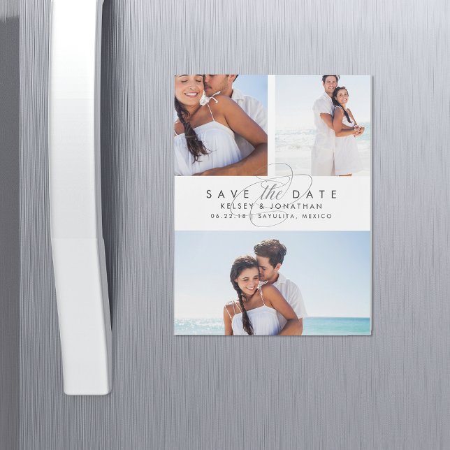 Simply Elegant Photo Collage Save the Date Magnetic Invitation (Creator Uploaded)