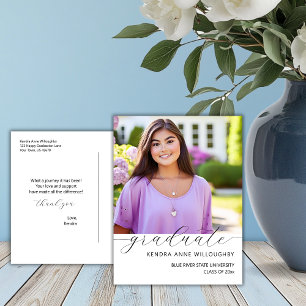 Simply Elegant Photo Graduation Thank You Postcard