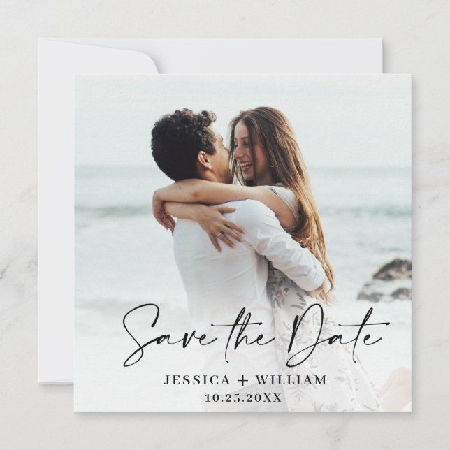 Simply Elegant Photo Simple Modern Elegant Wedding Save The Date (Front)
