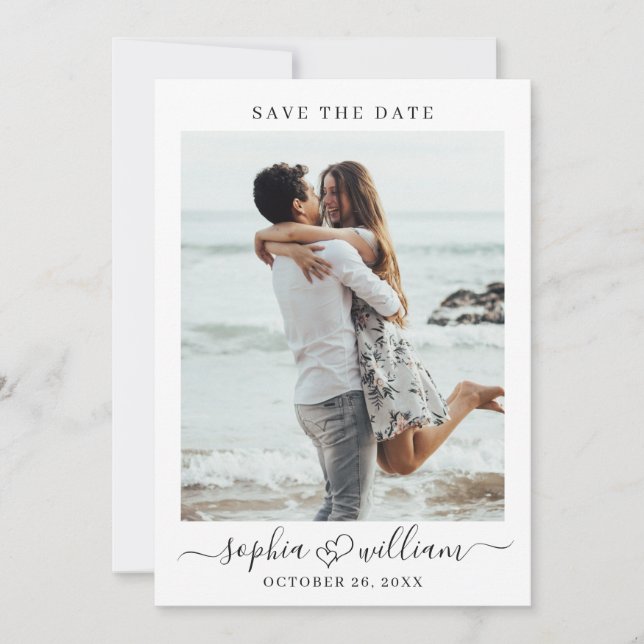 Simply Elegant Photo Wedding Hearts Save The Date (Front)
