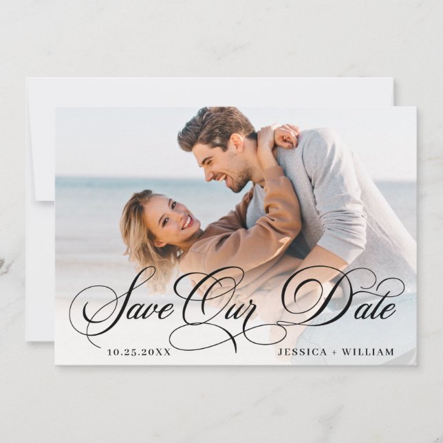 Simply Elegant Photo Wedding PHOTO Save The Date (Front)