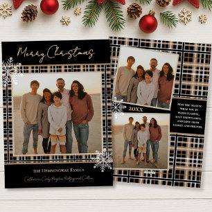 Simply Elegant Plaid Snowflakes Cosy Christmas Holiday Card