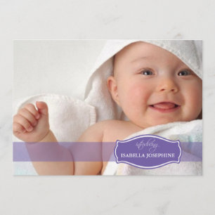 Simply Elegant (purple) Baby Birth Announcement