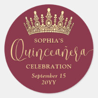 Simply Elegant Quinceañera Crown Burgundy and Gold