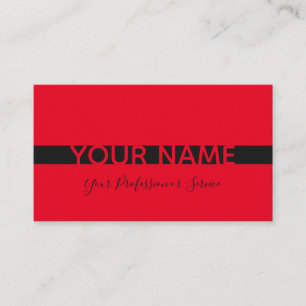 Simply elegant red berry and black stripe business card