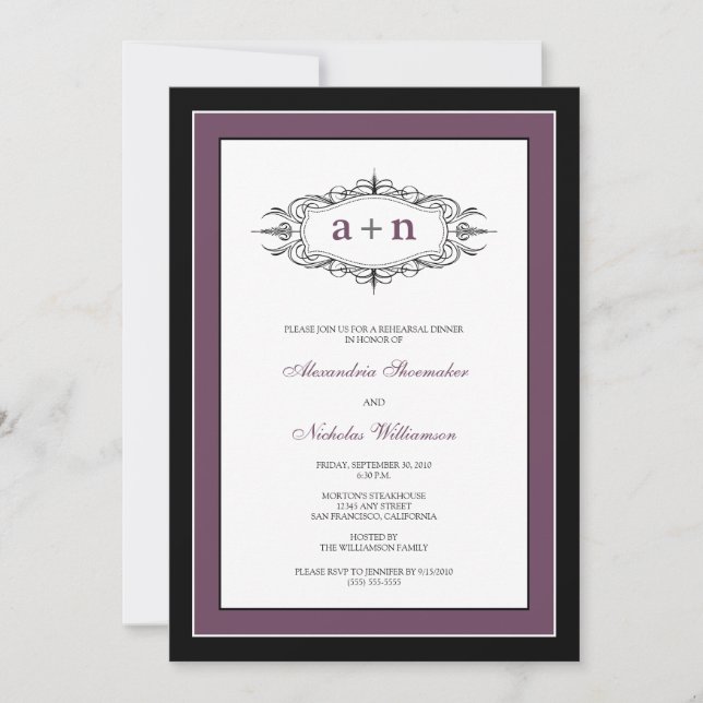 Simply Elegant Rehearsal Dinner Invitation (lilac) (Front)