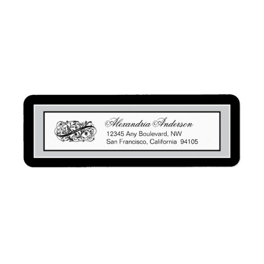 Simply Elegant Return Address Label (black/silver)