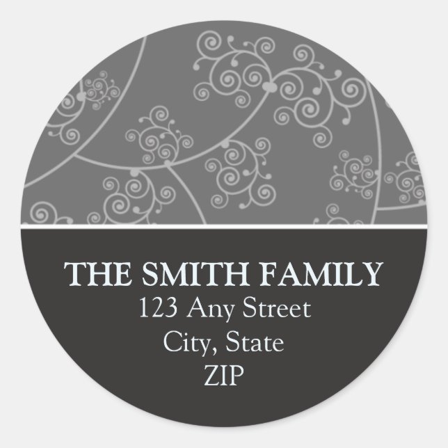 Simply Elegant Return Address Seal Ebony Sticker (Front)