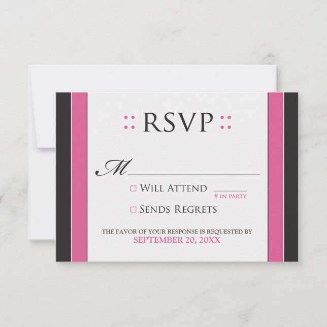 Simply Elegant RSVP Card (fuchsia/black) (Front)