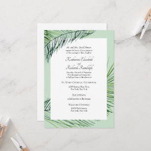 Simply Elegant Sage Tropical Palm Greenery Wedding Invitation