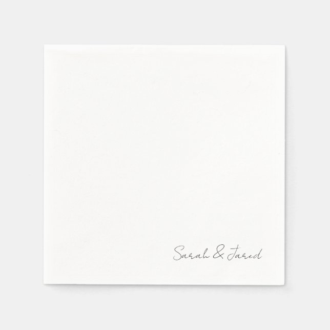 Simply Elegant Script Names White Wedding Cocktail Napkin (Front)