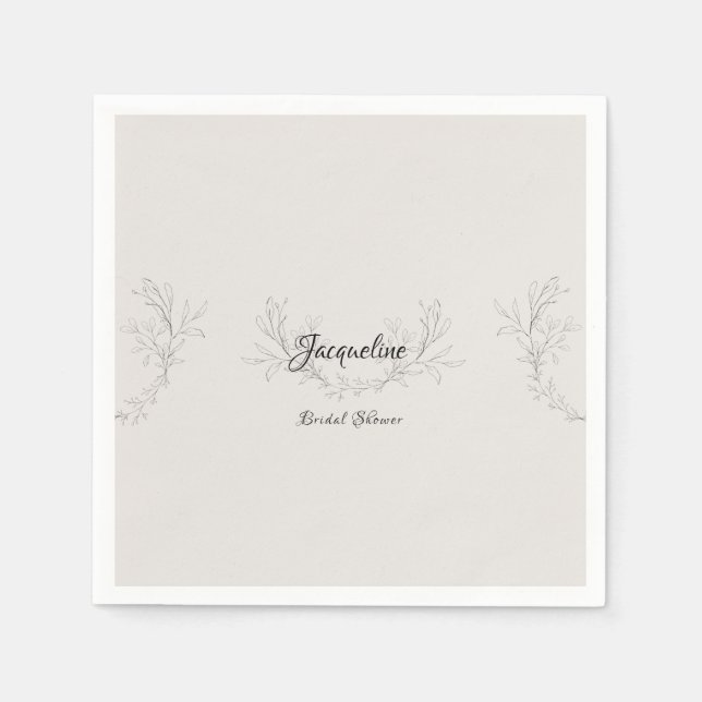 Simply Elegant Script Neutral Bridal Shower  Napkin (Front)