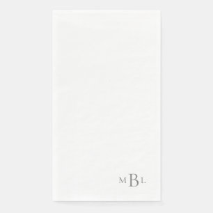 Simply Elegant Silver Monogram Paper Guest Towels Napkin