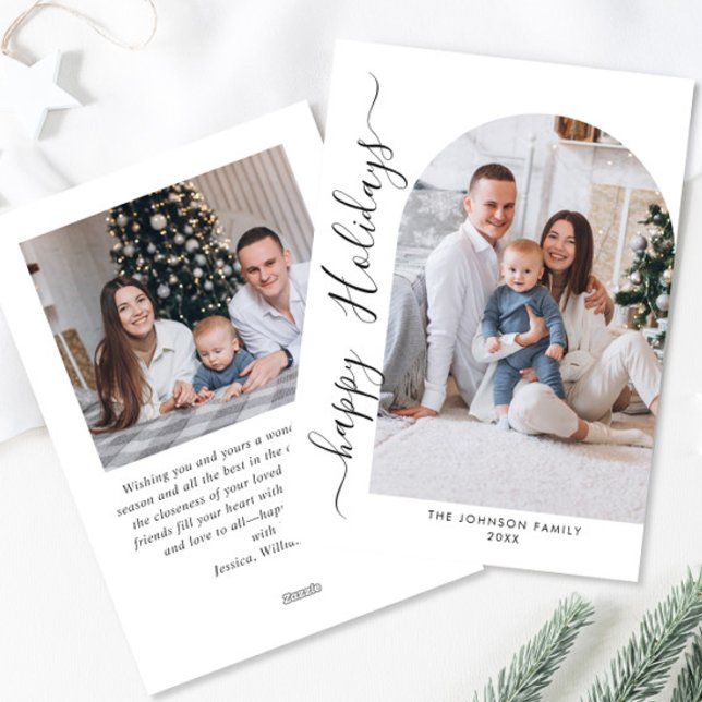 Simply Elegant Stylish 2 PHOTO Christmas Greeting Holiday Card (Creator Uploaded)