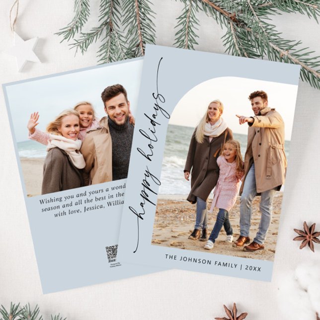 Simply Elegant Stylish 2 PHOTO Christmas Greeting Holiday Card (Creator Uploaded)