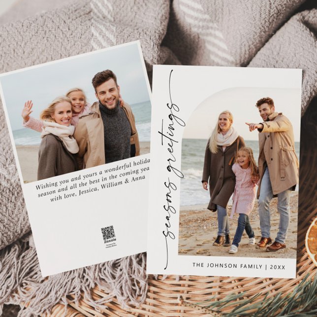 Simply Elegant Stylish 2 PHOTO Christmas Greeting Holiday Card (Creator Uploaded)