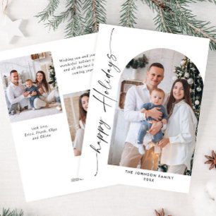Simply Elegant Stylish 3 PHOTO Christmas Greeting Holiday Card