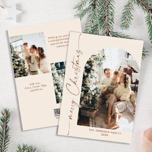 Simply Elegant Stylish 3 PHOTO Christmas Greeting Holiday Card