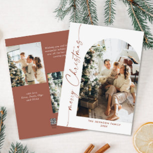 Simply Elegant Stylish 3 PHOTO Christmas Greeting Holiday Card