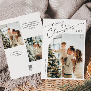 Simply Elegant Stylish 3 PHOTO Christmas Greeting Holiday Card