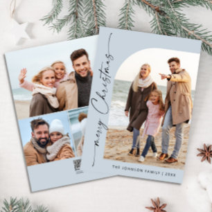Simply Elegant Stylish 4 PHOTO Christmas Greeting Holiday Card