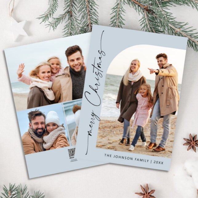 Simply Elegant Stylish 4 PHOTO Christmas Greeting Holiday Card (Creator Uploaded)