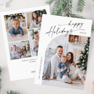 Simply Elegant Stylish 5 PHOTO Christmas Greeting Holiday Card