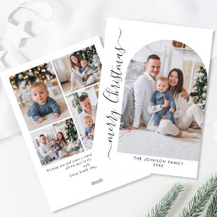 Simply Elegant Stylish 5 PHOTO Christmas Greeting Holiday Card